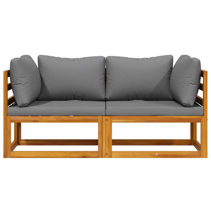 Corner Sofa Dark Grey Solid Acacia Wood Modular Corner Sofa