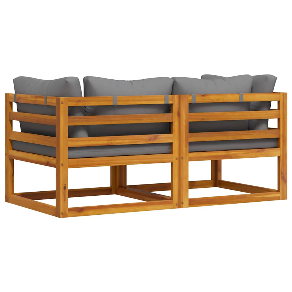 Corner Sofa Dark Grey Solid Acacia Wood Modular Corner Sofa