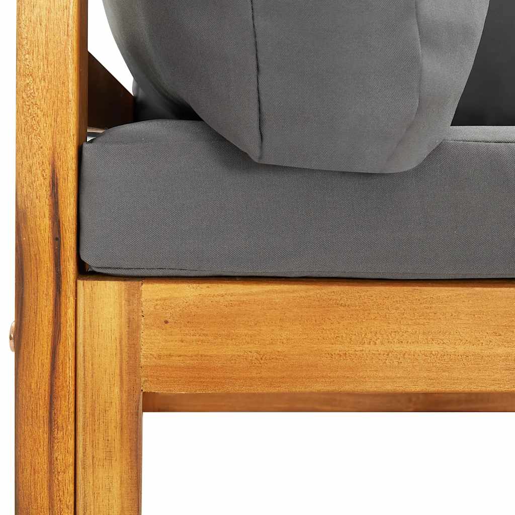 Corner Sofa Dark Grey Solid Acacia Wood Modular Corner Sofa