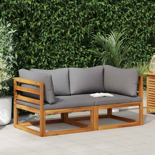 Corner Sofa Dark Grey Solid Acacia Wood Modular Corner Sofa