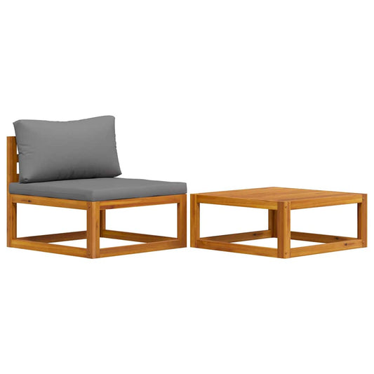 Wooden Sofa Set Dark Grey Solid acacia wood, 100% polyester