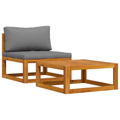 Wooden Sofa Set Dark Grey Solid acacia wood, 100% polyester