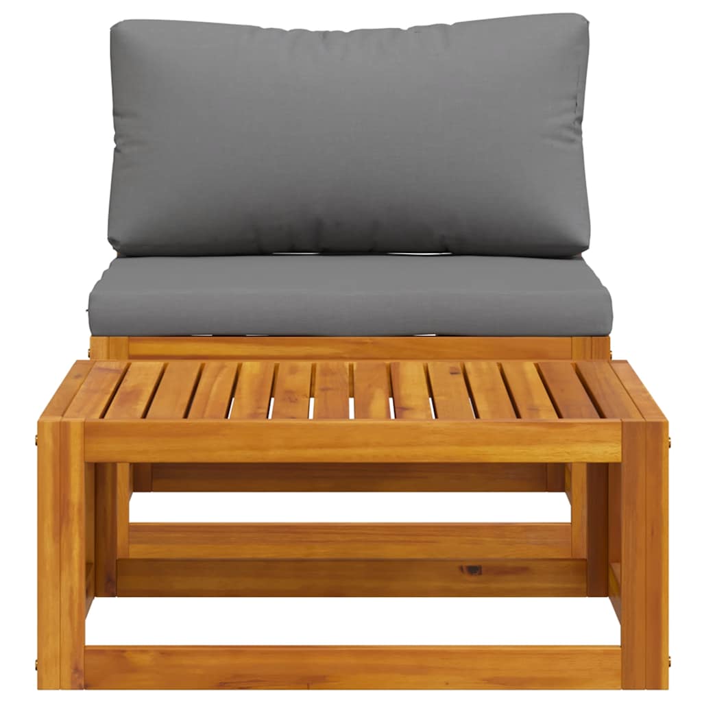 Wooden Sofa Set Dark Grey Solid acacia wood, 100% polyester