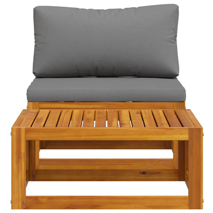 Wooden Sofa Set Dark Grey Solid acacia wood, 100% polyester