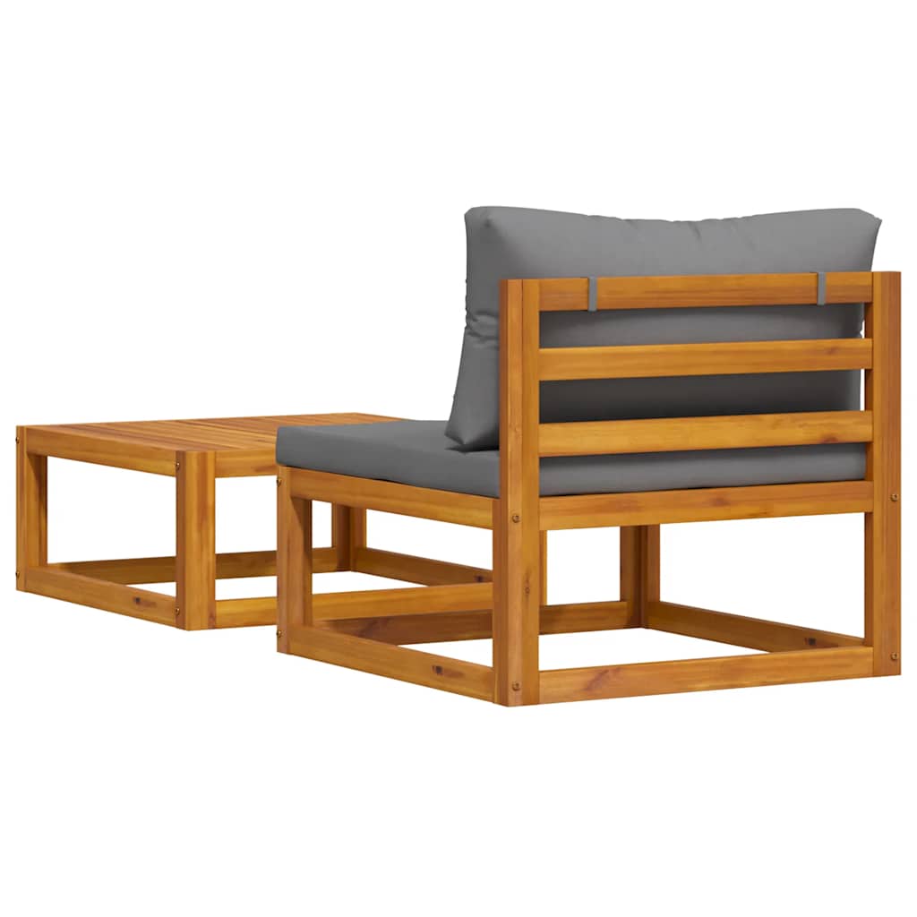 Wooden Sofa Set Dark Grey Solid acacia wood, 100% polyester