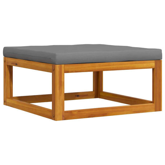 Footstool Dark Grey Solid Acacia Wood, Polyester Medium Modular