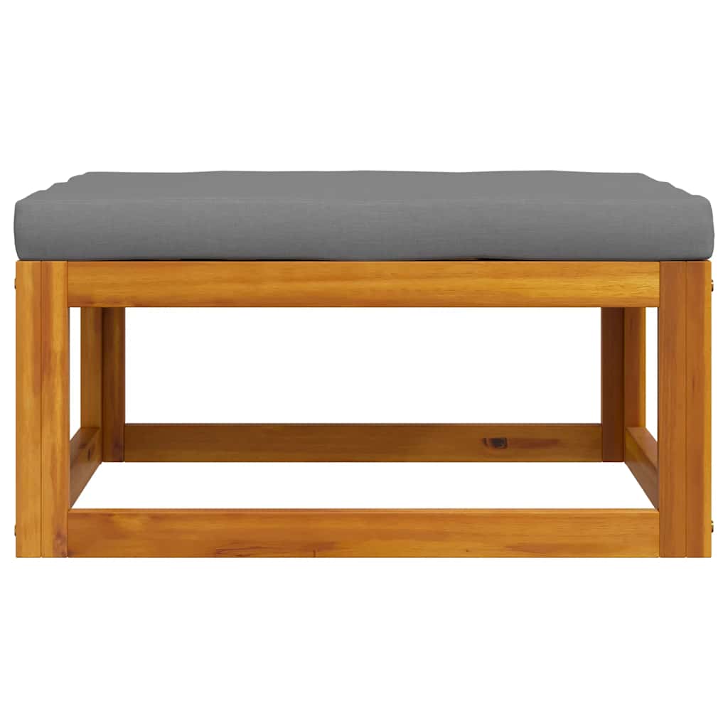 Footstool Dark Grey Solid Acacia Wood, Polyester Medium Modular