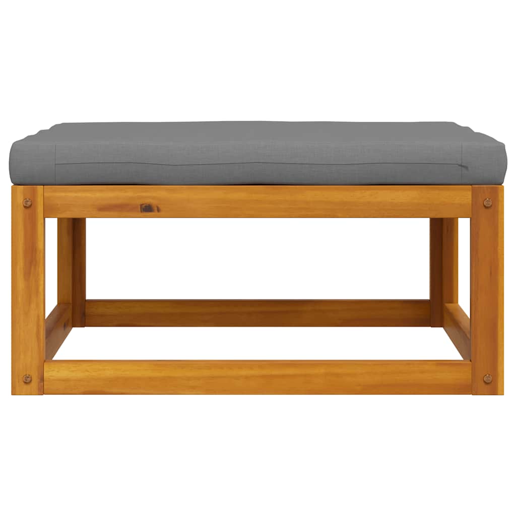 Footstool Dark Grey Solid Acacia Wood, Polyester Medium Modular