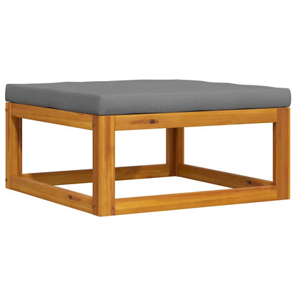 Footstool Dark Grey Solid Acacia Wood, Polyester Medium Modular