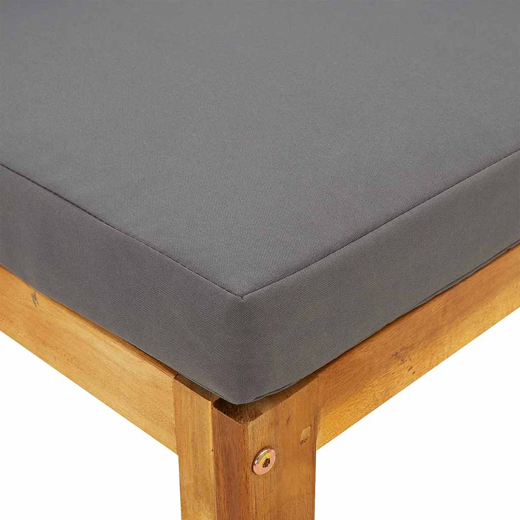 Footstool Dark Grey Solid Acacia Wood, Polyester Medium Modular