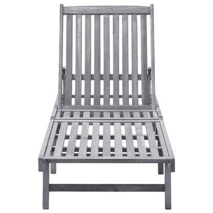 Sunlounger Grey wash Solid Acacia wood Standard Height-Adjustable
