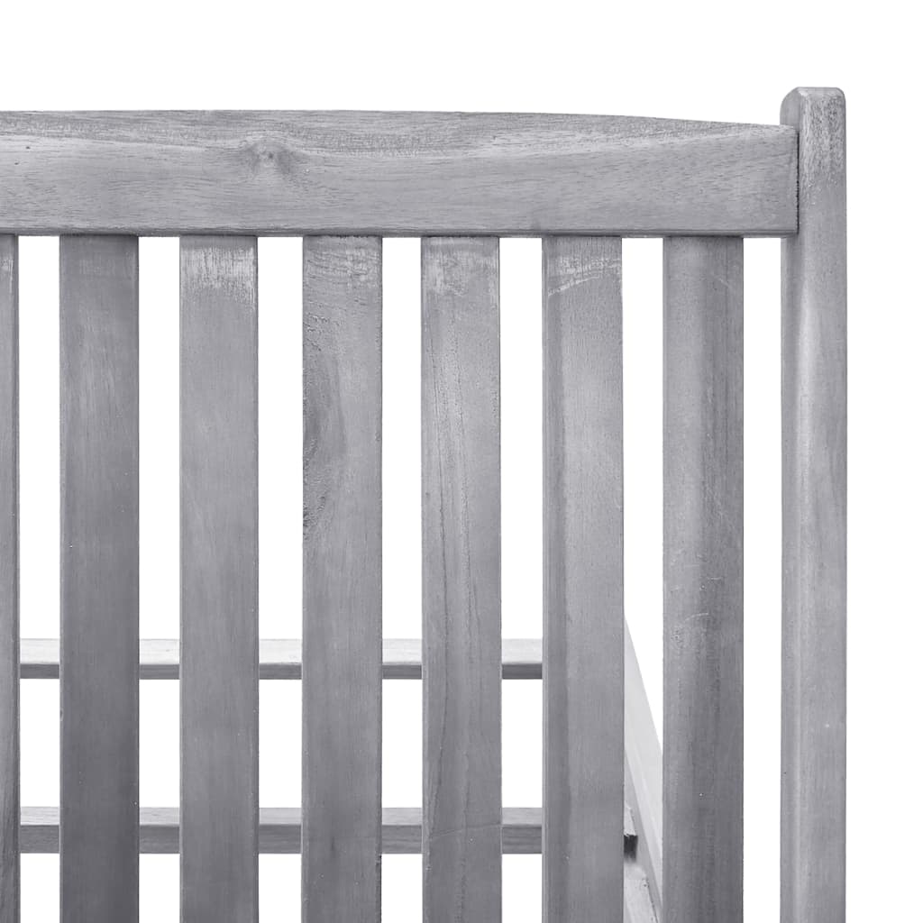 Sunlounger Grey wash Solid Acacia wood Standard Height-Adjustable