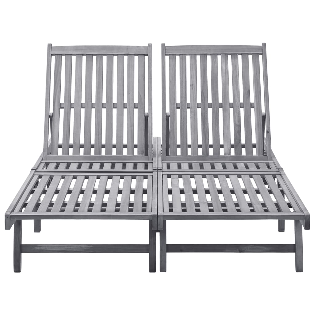 Sunlounger Grey wash Solid Acacia Wood Big enough for two
