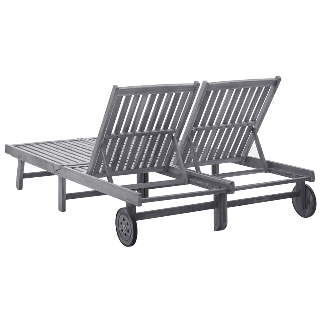 Sunlounger Grey wash Solid Acacia Wood Big enough for two