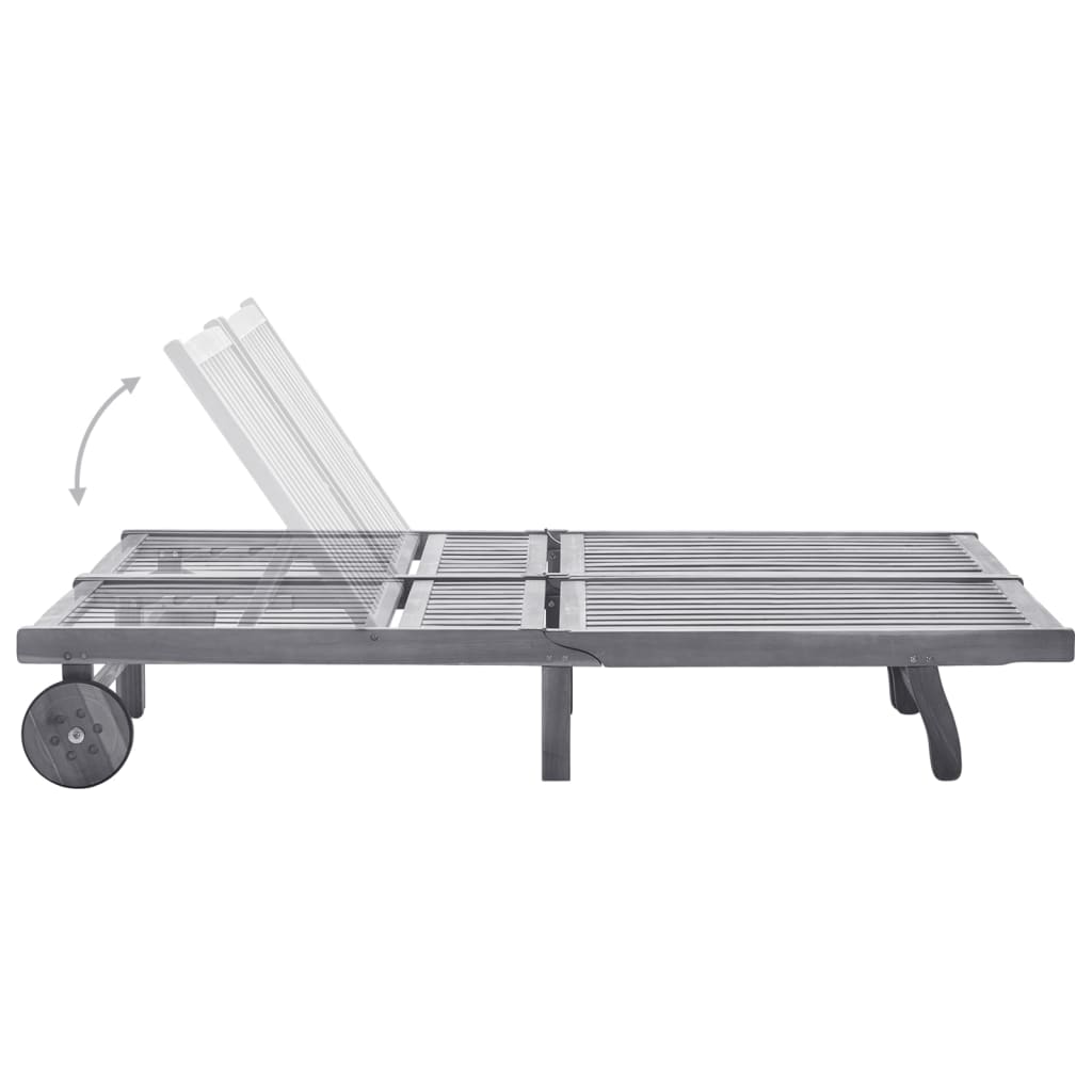 Sunlounger Grey wash Solid Acacia Wood Big enough for two