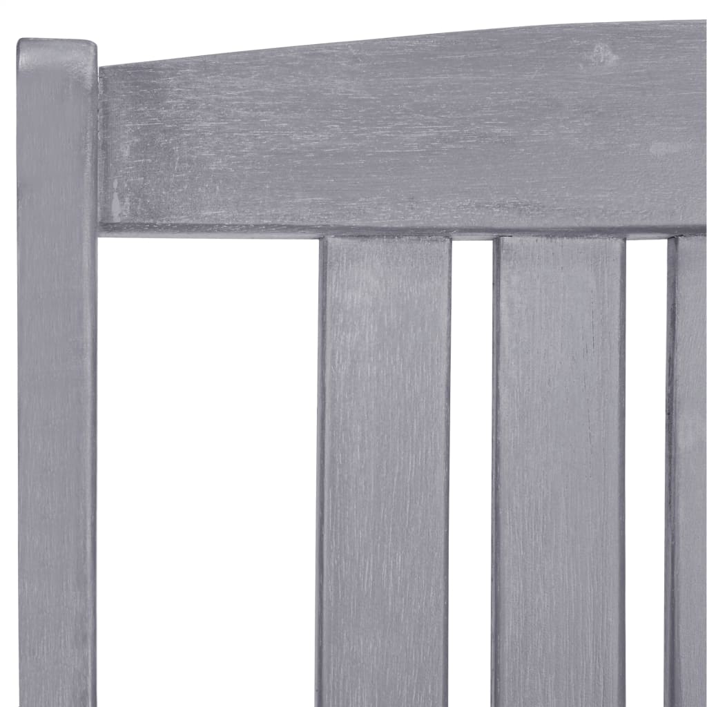 Garden Chair Set of 4 Grey Solid Acacia wood Standard Durable