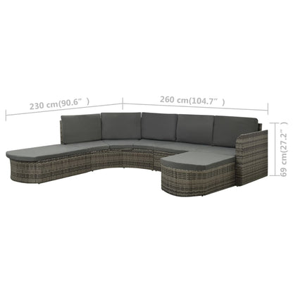 Patio Sofa Set of 4 Gray PE rattan Large Waterproof materials