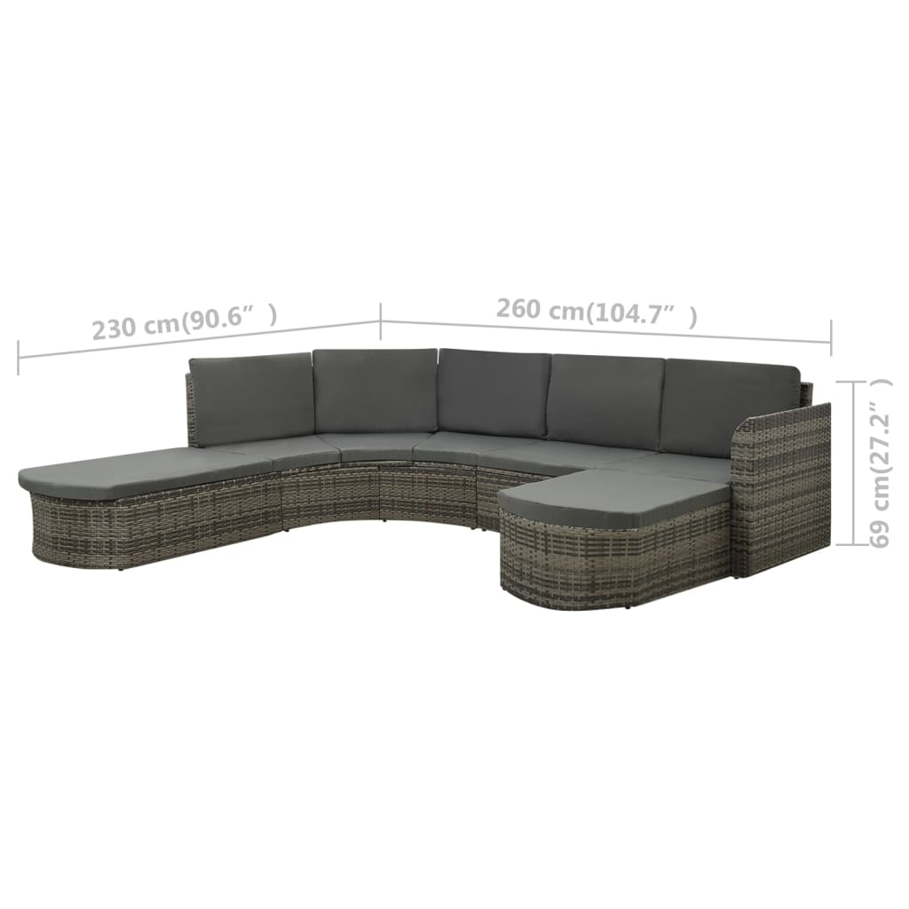 Patio Sofa Set of 4 Gray PE rattan Large Waterproof materials