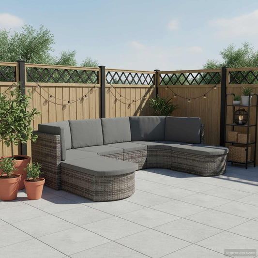 Patio Sofa Set of 4 Gray PE rattan Large Waterproof materials