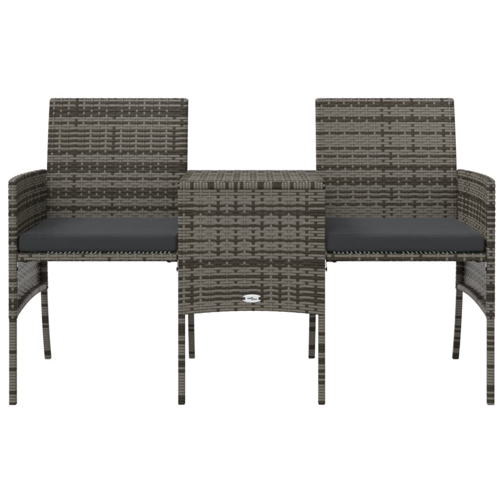 Patio Sofa Set Grey PE rattan 2 Seater Removable Covers
