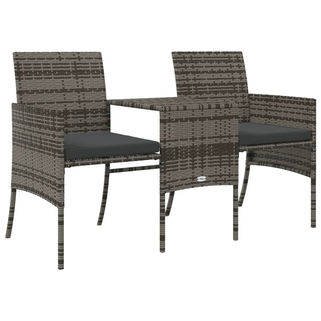 Patio Sofa Set Grey PE rattan 2 Seater Removable Covers