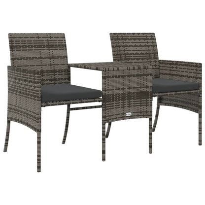 Patio Sofa Set Grey PE rattan 2 Seater Removable Covers