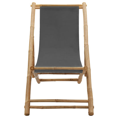 Deck Chair Dark Grey Bamboo and Canvas (100% Polyester) Standard