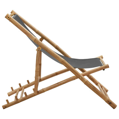 Deck Chair Dark Grey Bamboo and Canvas (100% Polyester) Standard