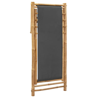 Deck Chair Dark Grey Bamboo and Canvas (100% Polyester) Standard