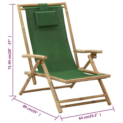 Relaxing Chair Green Bamboo, fabric (100% polyester) Standard