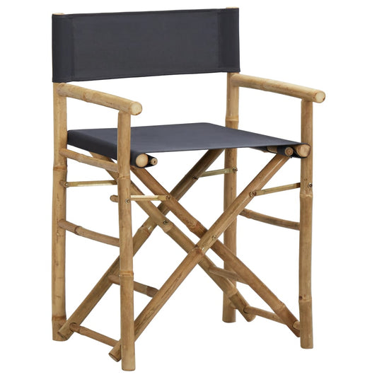 Director's Chair Set of 2 Dark Grey Bamboo, Polyester Standard