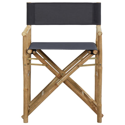 Director's Chair Set of 2 Dark Grey Bamboo, Polyester Standard