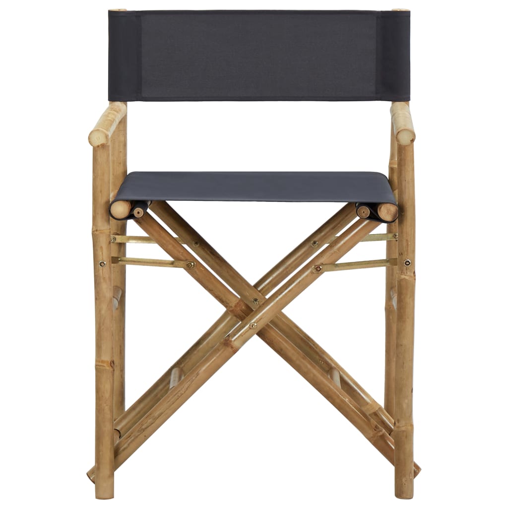 Director's Chair Set of 2 Dark Grey Bamboo, Polyester Standard