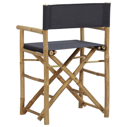 Director's Chair Set of 2 Dark Grey Bamboo, Polyester Standard
