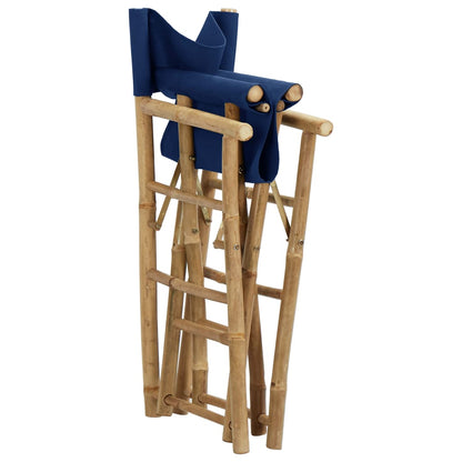 Director's Chair Set of 2 Blue Bamboo Standard Foldable