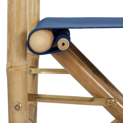 Director's Chair Set of 2 Blue Bamboo Standard Foldable
