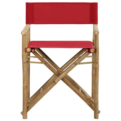 Director's Chair Set of 2 Red Bamboo, Polyester Standard