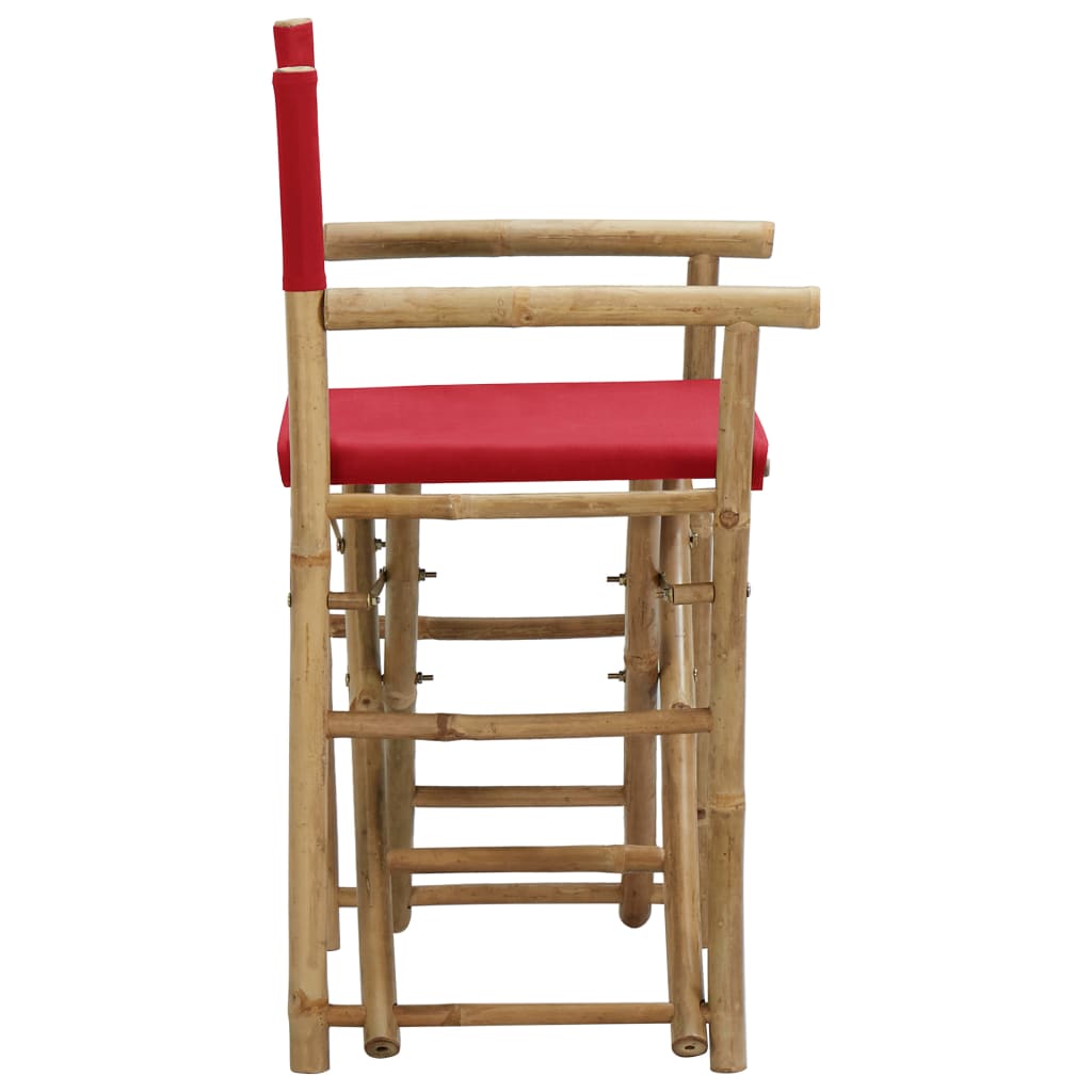 Director's Chair Set of 2 Red Bamboo, Polyester Standard