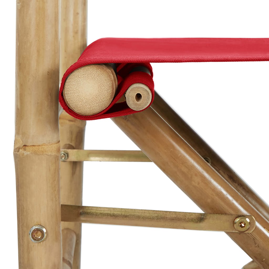 Director's Chair Set of 2 Red Bamboo, Polyester Standard