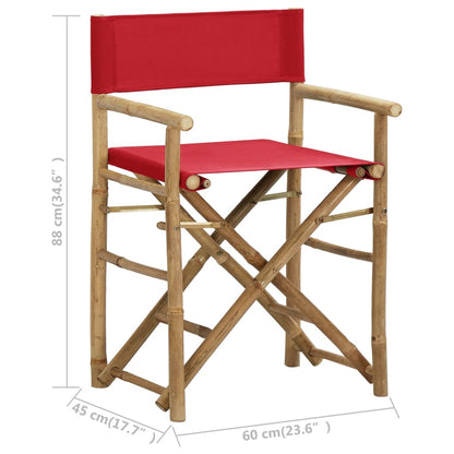 Director's Chair Set of 2 Red Bamboo, Polyester Standard