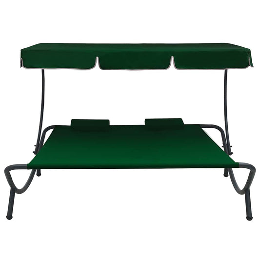 Lounge Bed Green Oxford fabric, powder-coated steel, polyester