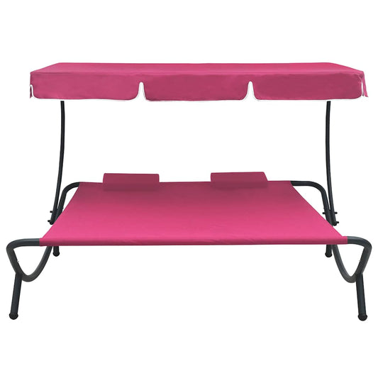 Lounge Bed Pink Oxford fabric, Powder-coated steel Double Durable