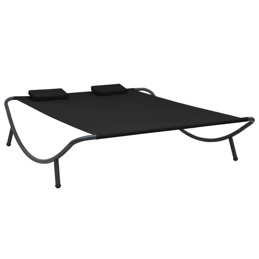 Lounge Bed Black Oxford fabric Large Durable Outdoor Lounge Bed