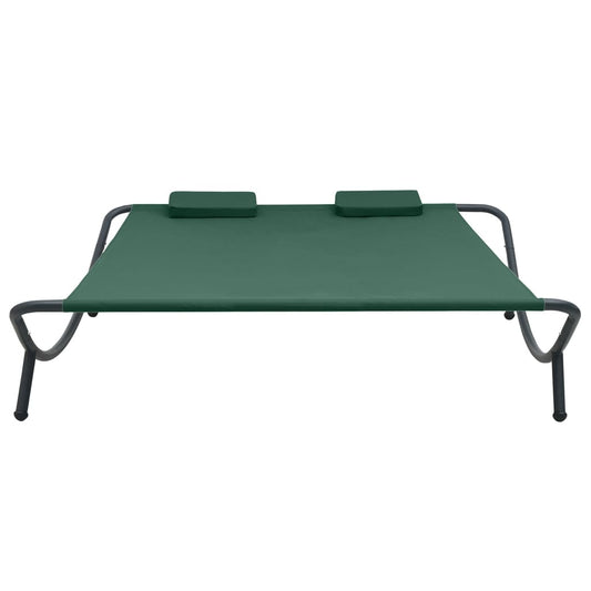 Lounge Bed Green Oxford fabric, steel Double Removable Covers