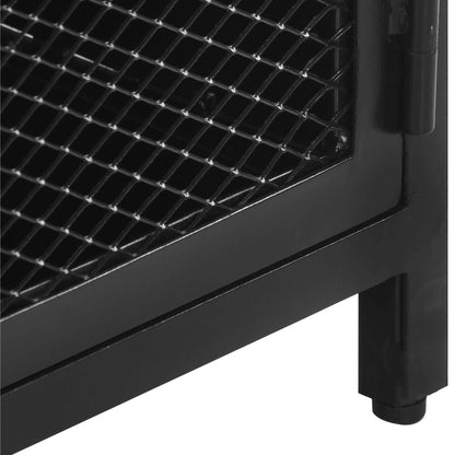 Bedside Cabinet Black Solid rough mango wood, powder-coated iron