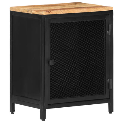 Bedside Cabinet Black Solid rough mango wood, powder-coated iron