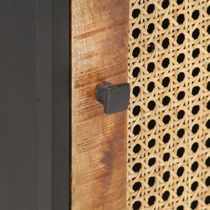 Bedside Cabinet Rough Mango Wood, Natural Cane