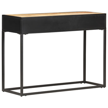 Console Table 39.4"x13.8"x29.5" Rough Mango Wood and Natural Cane