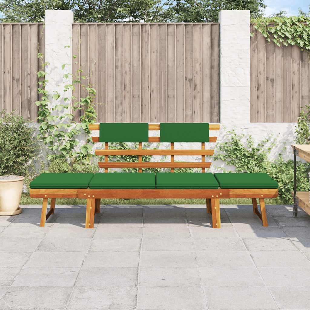 Garden Bench Green, Brown Solid Acacia wood, Polyester Medium