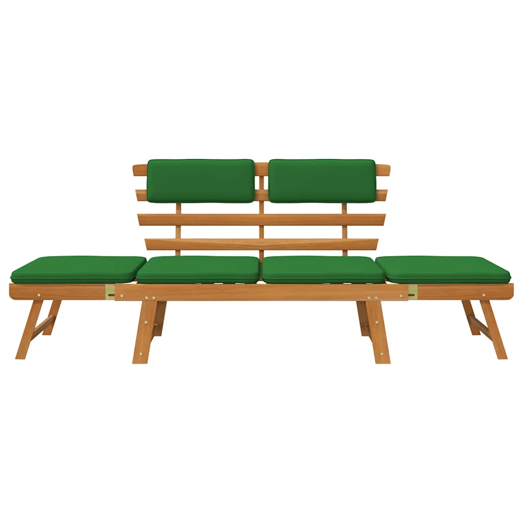 Garden Bench Green, Brown Solid Acacia wood, Polyester Medium